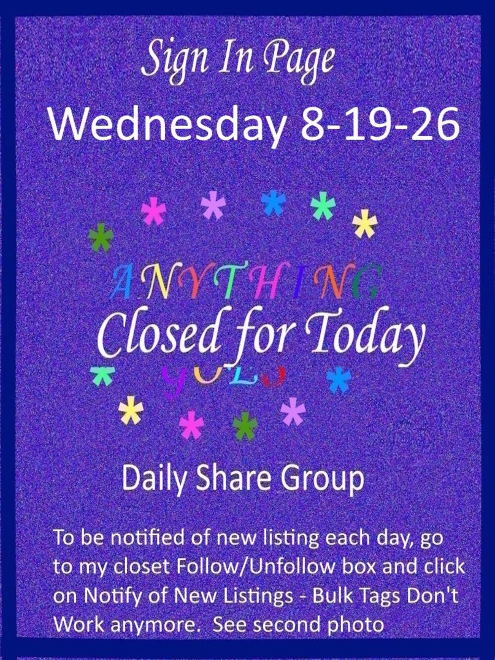 Wednesday 8-19-26 Anything Goes Share Group - Part One Sign In Page